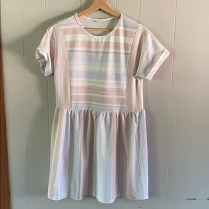 Cute Easter retro style striped dress pastel small